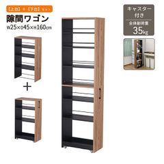隙間 ラック 3段 25cm幅 キャスター付き ハイタイプ 高さ160cm ほぼ完成品(取っ手のみ取付) スリム 冷蔵庫横 隙間収納 おしゃれ キッチンラック すきま ワゴン 木製 取っ手付き 調味料ラック 洗面所 洗濯機横 細い サイドラック 幅25cm 奥