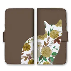 iPhone14plus ケース 手帳型 アイフォン14 プラス スマホケース 携帯ケース 猫 ねこ ネコ シルエット 花柄 お花 フラワー くすみカラー かわいい 大人可愛い 大人女子 カラー04