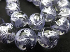 【五本爪龍彫刻入り】/【天然水晶】/玉size(約14㎜)/1set(2玉)/《大玉》/《パープルカラー》/1329t4