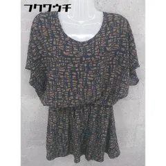 ◇ Limitless Luxury リミットレス ラグジュアリー 半袖 ミニ ワンピース サイズF ネイビー系 ブラウン レディース 【中古】 【1002802572517】