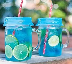 Blossom Mason and Canning Jar Sipping and Drinking Lid Caps Silicone For Wide Mouth Size Mason Jars 4-Inches; Blue; Set of 4 by Sp