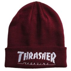 THRASHER スラッシャー MUG LOGO 刺繍 アクリル平編みビーニー ニット帽/ニットキャップ/帽子 メンズ レディース