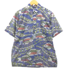 古着 90年代 レインスプーナー REYNSPOONER 水着タグ ビキニタグ 総柄 魚柄 ボタンダウン ハワイアンアロハシャツ プルオーバー/eaa561728