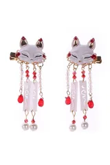 【数量限定】パール ヘアアクセサリー ヘアアクセサリー 揺れる 着物 二個セット 古風 おしゃれ 和風 浴衣 和装 ヘアピン 漢服 ヘアクリップ タッセル 写真撮影 髪飾り 狐 YINKE