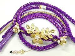 平和屋着物●和装小物　振袖用帯締め　飾り付き　パール　花　金糸　切り房　逸品　未使用　CAAW4097ju