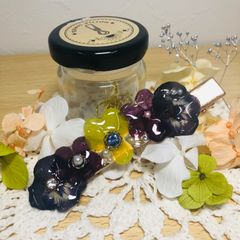 ハンドメイドヘアクリップ　ビオラ　パール　ラインストーン　OT-50