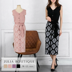 JULIABOUTIQUE』(ジュリアブティック)　ダマスク柄ノースリーブニットワンピース