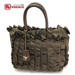 PRADA プラダ フリル ギャザー トートバッグ ロゴ チャーム 白タグ PRADA プラダ フリル ギャザー トートバッグ ロゴ チャーム 白タグ