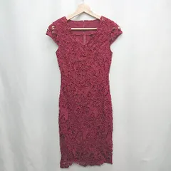 ◇ Θ DAZZY　ダジー キャバドレス花柄レース 袖なし ロング丈 ワンピース サイズS レッド系 レディース E  【1505130009927】