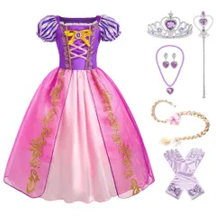 塔の上のラプンツェル 子供 ドレス コスチューム 豪華７点セット 100～140