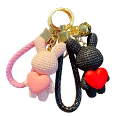 ハート ウサギ キーチャーム キーホルダー キーリング キーチェーン バッグチャーム ストラップ アクセサリー 紛失予防 かわいい ジュエリー 可愛い 雑貨 鍵 車 レディース カップル 小物 ギフト プレゼント