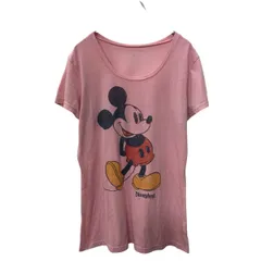 Disney 半袖 キャラクター プリントTシャツ レディース XL ライトピンク ディズニー ミッキー 古着卸 アメリカ仕入 a704-5905
