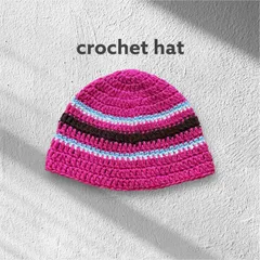 【クロシェハット】冬用　毛糸　ハンドメイド　クラッシャーハット　韓国　古着　ビーニー　ニット帽　かぎ針