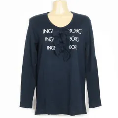 インゲボルグ★Tシャツ カットソー 長袖 リボンがアクセント♪ロゴプリント ヴィンテージ！サイズM ネイビー系 z10215