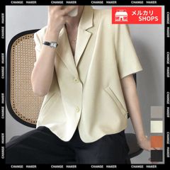 クロップド丈 テーラードジャケット 半袖 レディース おしゃれ ショートジャケット 韓国ファッション 短丈ジャケット 大人可愛い 夏服 ライトアウター オフィスカジュアル サマーカーディガン ショート丈 トップス 夏ジャケット 低身長 6LANKAI-001