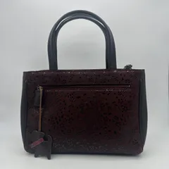 印伝屋ハンドバックネイビー スエード 刺繍 和装用バッグ横長上品