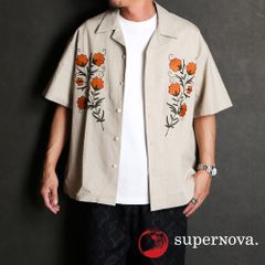 【superNova./スーパーノヴァ】Aloha shirt - Flower embroidery - Natural / アロハシャツ - フラワー エンブロイダリー / SN-519B【ユニセックス】