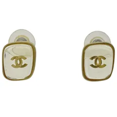 【在庫一掃】 シャネル CHANEL ココマーク スクエア ピアス CCマーク ピアス GP クリア ゴールド レディース 【中古】