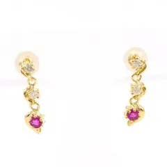 K18YG　ピアス　pierced earrings　ルビー　ダイヤ　総重量約1.1g