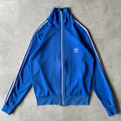 80s アディダス　トラックジャケット　ヨーロッパ製　青　ジャージ　ビンテージ