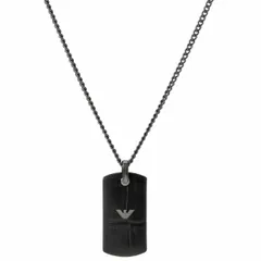 エンポリオアルマーニ ドッグタグ ネックレス ペンダント EMPORIO ARMANI メンズ イーグルロゴ ブラック/ガンメタル アクセサリー EGS2781060のサムネイル
