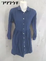 ◇ graniph グラニフ マルチボタン 長袖 膝丈 シャツ ワンピース サイズF ブルー レディース  【1103120005142】