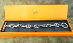 美品 HERMES(エルメス) シルバー ブレスレット、シェーヌダンクルTGM SV925 13コマ