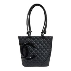 シャネル ミディアムトート カンボン トートバッグ レザー ブラック レディース  CHANEL  中古 シャネル