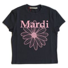 マルディメクルディ Tシャツ レディース 半袖 クロップド丈 ショート丈 フラワーマルディ ロゴ コットン チャコール ピンク MFK51JSS009CHPK00 Mardi Mercredi 韓国ブランド (ec)