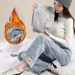 ジーンズ レディース 裏起毛 デニムパンツ 冬物 ストレートパンツ 暖かい ストレートパンツ ハイウエスト ロングパンツ ボトムズ パンツ ワイドパンツ 保温パン xzjhloh#