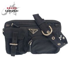 美品 PRADA プラダ テスート 三角ロゴプレート ブラック 黒 シルバー金具 ナイロン BM0008 ウエストポーチ バムバッグ レディース 407782【中古】