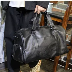 ボストンバッグ ブラック PU レザー 大容量 ゴルフ 旅行バッグ 旅行鞄 ブラック アウトドア 散歩 男女兼用 おすすめ 人気 きれいめ 旅行