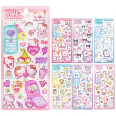 サンリオ 平成はっぴーフォンステッカーズ シール ステッカー クリア 立体 つやつや Y2K デコ スマホケース トレカ キャラクター グッズ 可愛い