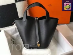 ブラック レディース ハンドバッグ 18cm ゴールド金具 ピコタン-WT0輸入-KT65