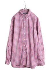 【お得なクーポン配布中!】 ラルフローレン チェック 長袖 ボタンダウン シャツ メンズ L 古着 コットン 長袖シャツ ポロ ワンポイント ポニー刺繍 薄手 マルチカラー