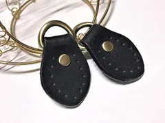 and.A バッグの材料 ジョイントパーツ 本革 アタッチメント ゴールド Dカン付き 4.5x2.5cm ストラップ(アンティークゴールドｘブラック)
