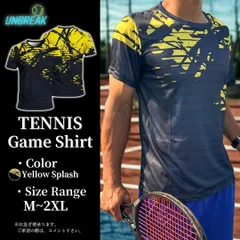 テニス ゲームウェア Tシャツ ブラック×イエロー スプラッシュアート