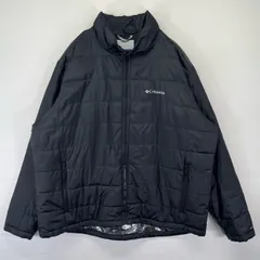 古着 コロンビア Columbia ナイロンジャケット ワンポイントロゴ フルジップ 大きいサイズ アウトドア 中綿 XXL  ブラック メンズ