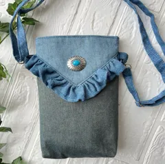 デニムフリルショルダーバッグ　スマホショルダー