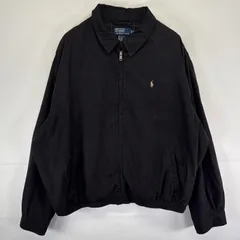 古着 ポロバイラルフローレン Polo by Ralph Lauren スウィングトップジャケット ワンポイントロゴ フルジップ 大きいサイズ XXL  ブラック メンズ