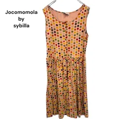 Jocomomola de Sybilla ホコモモラ デ シビラ ドット柄 ノースリーブ ワンピース 40 ピンク系 カラフル 総柄 M相当 スペインブランド