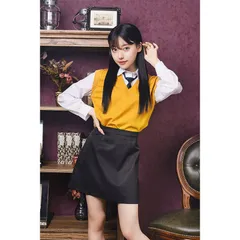 クリアストーン Clearstone コスプレ 制服 オルチャンセーラー ニット イエロー×ブラック レディース フリーサイズ[ulzzangsailor-yellow-b]