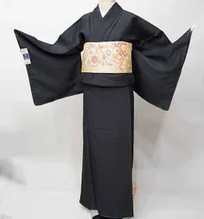 色無地 単品 合繊 仕立て上がり 袷 TLサイズ BLサイズ 黒色 洗える 家紋入れ可能 和装着物 NO41554