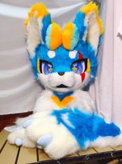 着ぐるみ　kigurumi ファースーツ水色 マスク　コスプレ　コスチューム 着ぐるみヘッド kigurumi NO.142 羊 水色 ファースーツ 全頭