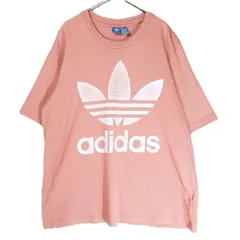 【アメリカ古着】【肩幅48cm】【トレフォイルロゴ】adidas アディダス 大判プリント 半袖Tシャツ　XLサイズ　サーモンピンク　コットン100％【湘南倉庫】USメンズ古着　17002554 T82