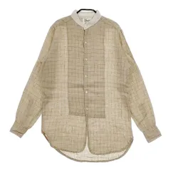 Yarmo スタンドカラー クレリックシャツ リネン 麻 イギリス製 長袖シャツ ベージュ レディース ヤーモ【中古】5-0405M∞のサムネイル
