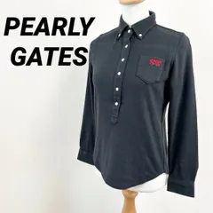 PEARLY GATES　パーリーゲイツ　長袖ポロシャツ　ブラック　ロゴ入り
