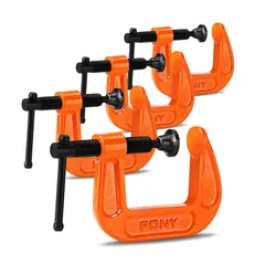 【人気商品】PONY クランプ C型クランプ 鋼製 強力型 最大締付力227kg 最大開口38mm DIY工具 木工 接着 固定 溶接 作業 切削 締付 4個セット