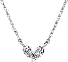 [暖かい心] ハートネックレス 三粒 5Aジルコニア（シルバー）