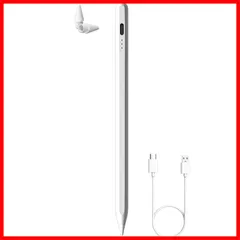 【iPad ペンシル バッテリー残量表示】A-pple ペンシル アップルペンシル 第2世代 互換 ipad pencil パームリジェクション/マグネット吸着/傾き検知機能付き USB-C充電式 ホワイト 2018年以降iPad/iPad Pro/iPad